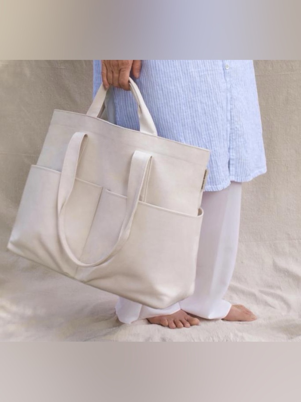 Dagne DoDagne Dover Vida Cotton Tote, Natural, Canvas Work Travel Laptop Bag EUC